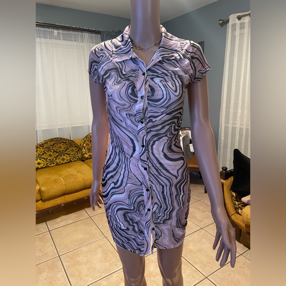 Y2k style New swirl zig zag dress